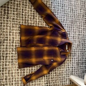 Urban Outfitters Flannel Plaid Button-Up Shirt in Purple and Orange